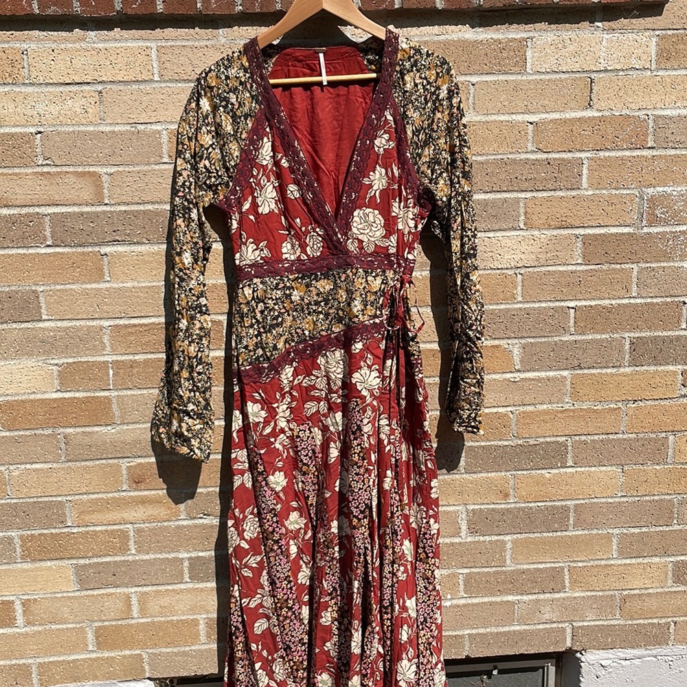 Free People patchwork boho maxi dress M